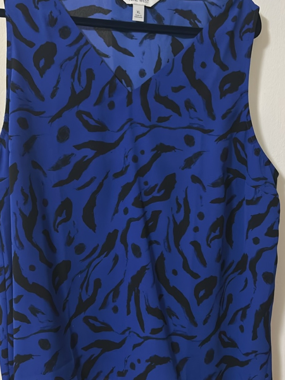 Nine West Blue Abstract Print Sleeveless Top XL